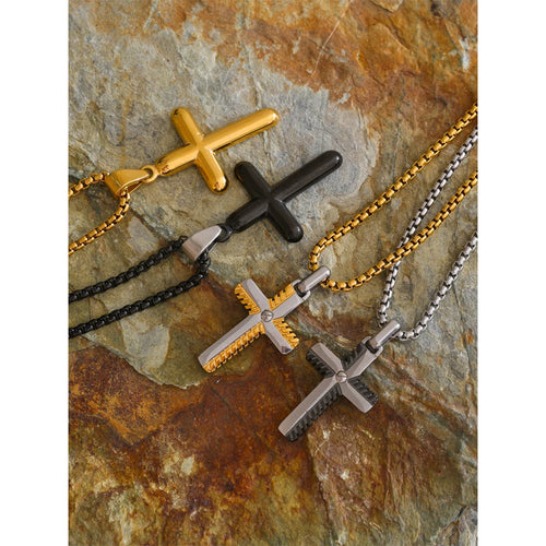 Cross necklace in gold-plated stainless steel.