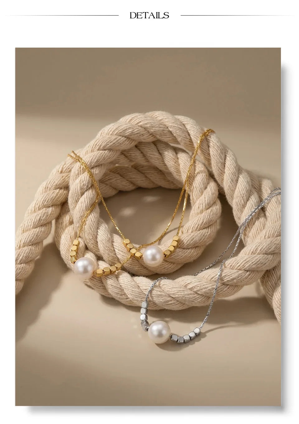 Freshwater pearl geometric necklace in gold-plated stainless steel with freshwater pearl.