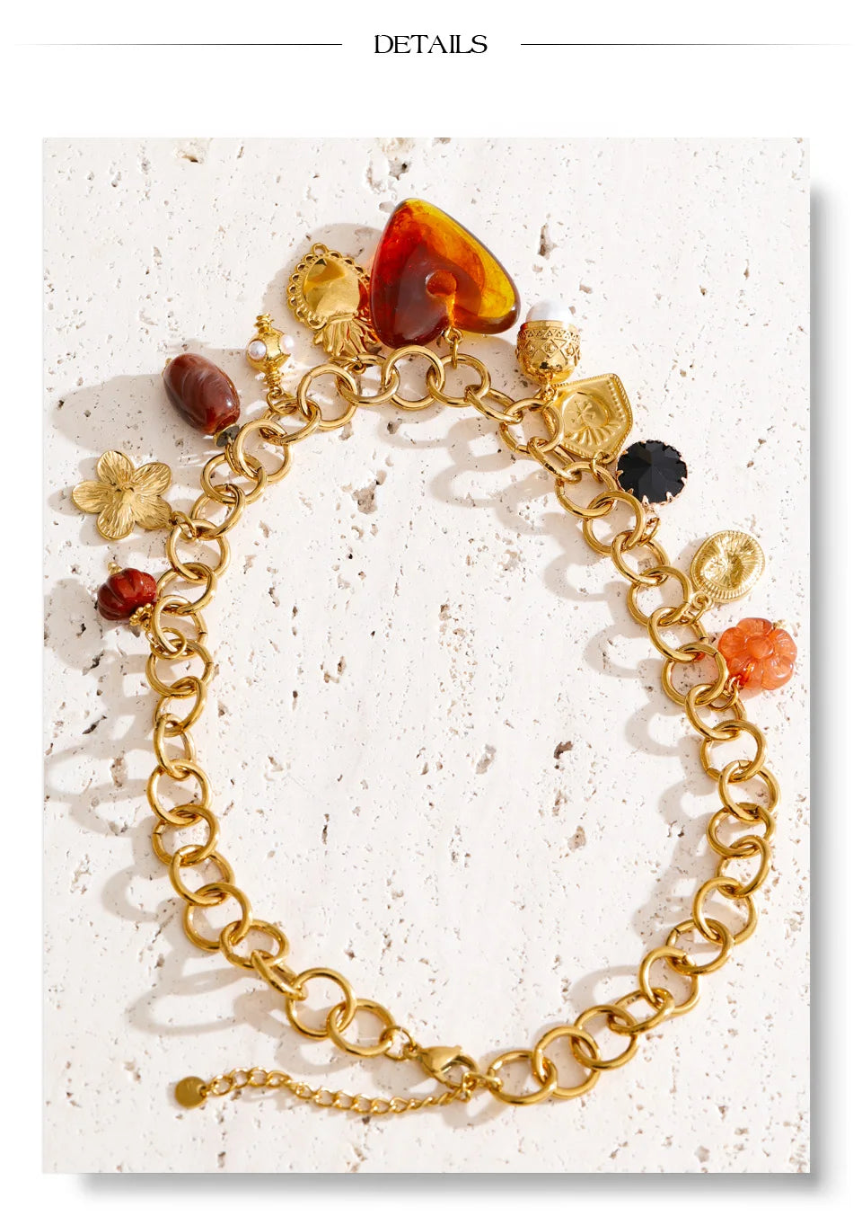 Acrylic Heart Flower Necklace — Gold-Plated Stainless Steel with Acrylic · PS1847