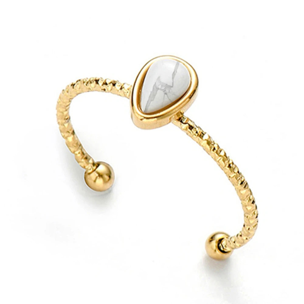Turquoise Waterdrop Adjustable Ring — 316L Stainless Steel