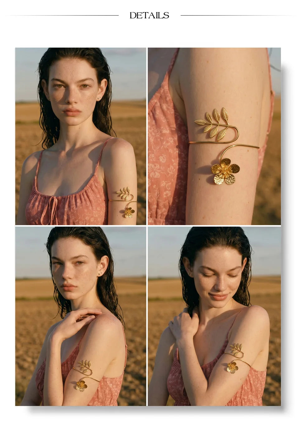 Flower Geometric Bracelet — Gold-Plated Stainless Steel · PS1394