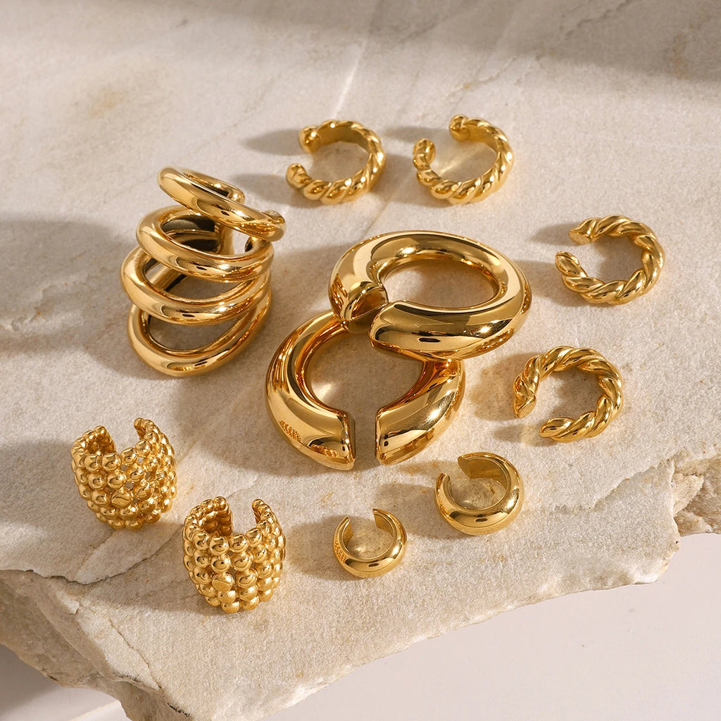 Thick Ear Clip Earrings — Stainless Steel · PS349