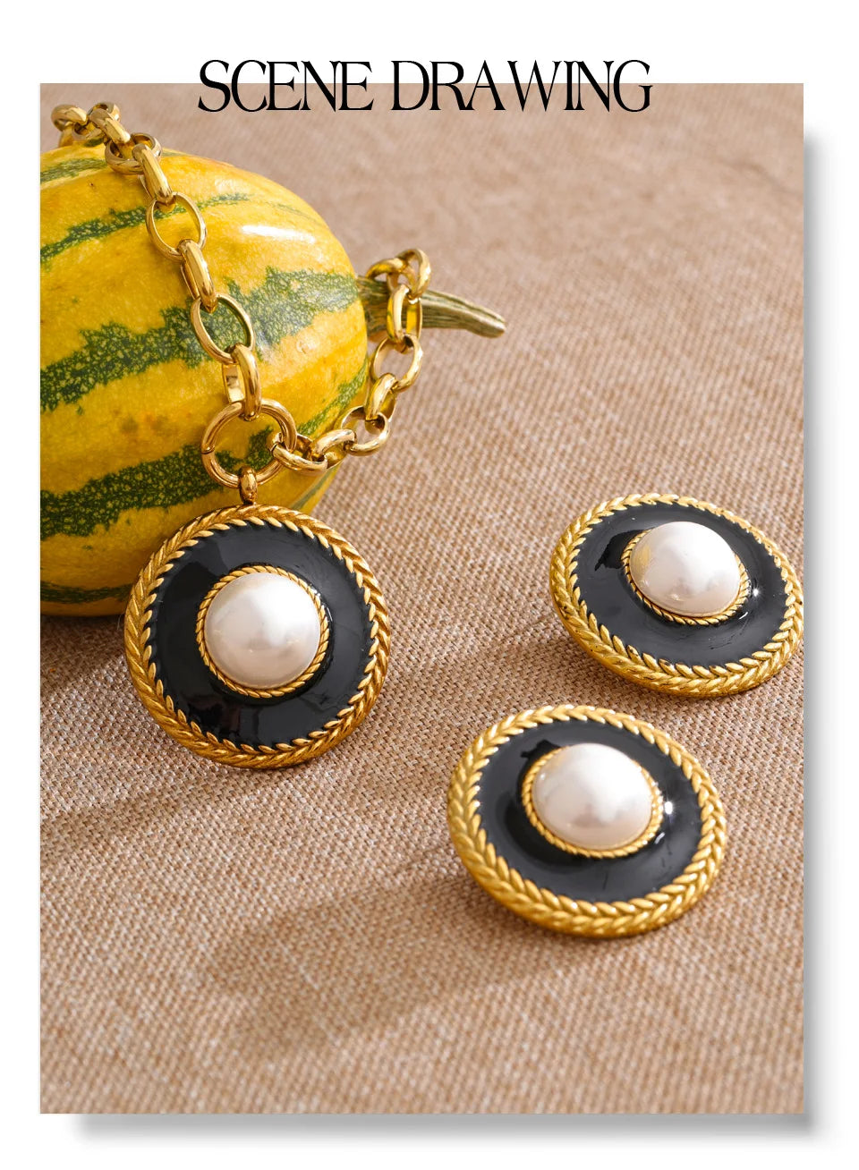 Pearl coin geometric earrings in gold-plated stainless steel with pearl.
