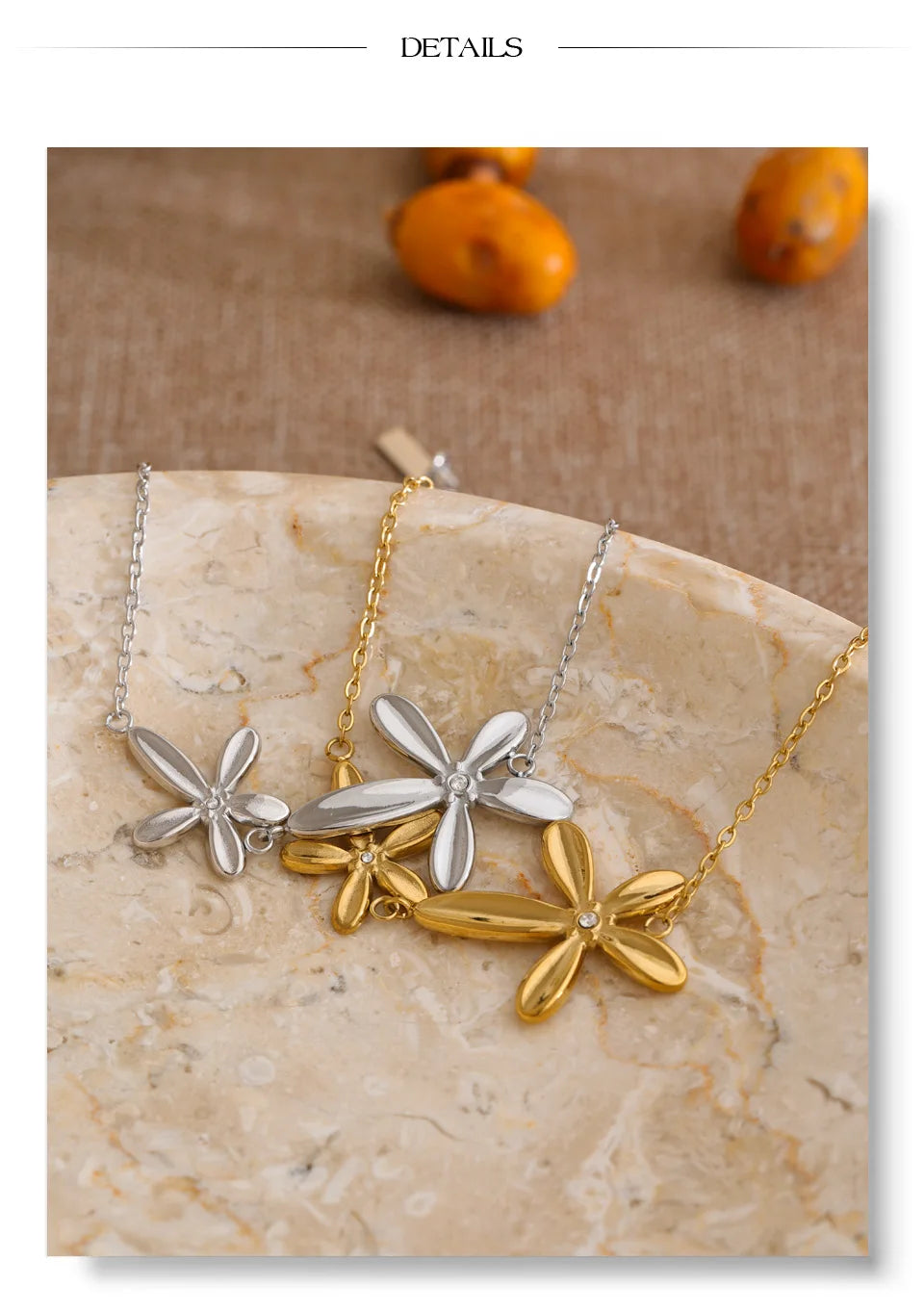 Flower Chain Bracelet — Gold-Plated Stainless Steel · PS1043