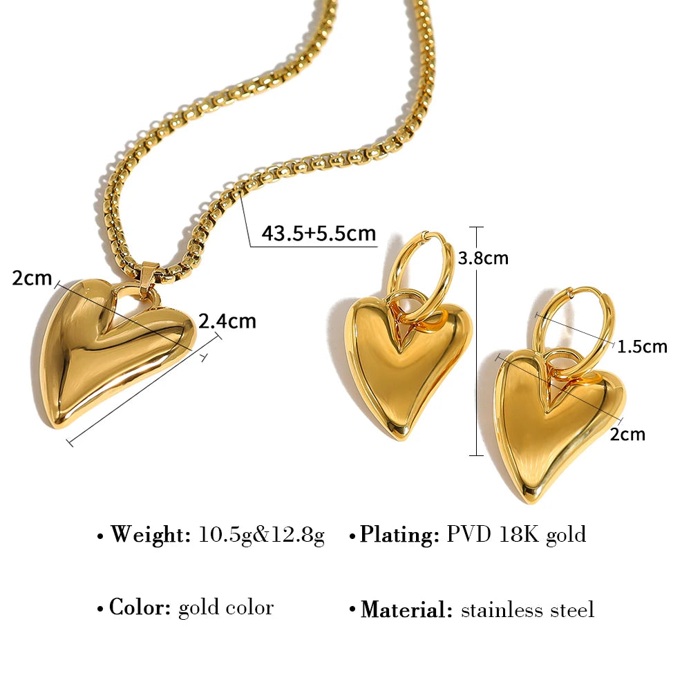 Irregular Heart Pendant Necklace — 316L Stainless Steel · PS409