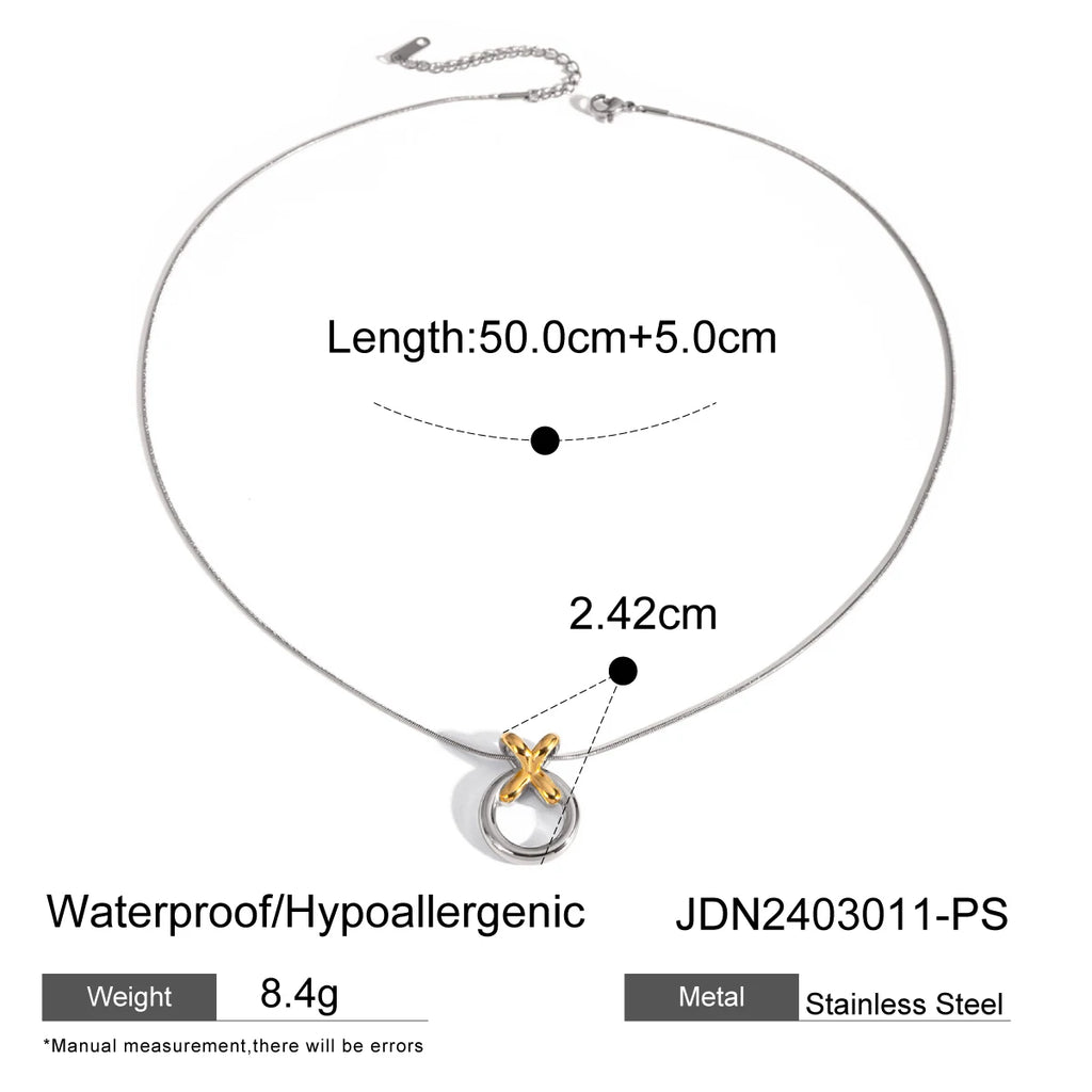 Two-Tone Heart Chain Necklace — Stainless Steel · PS360