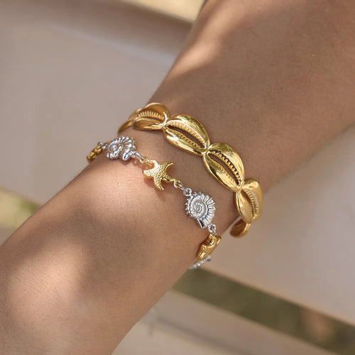 Crystal Leaf Chain Bracelet — Stainless Steel