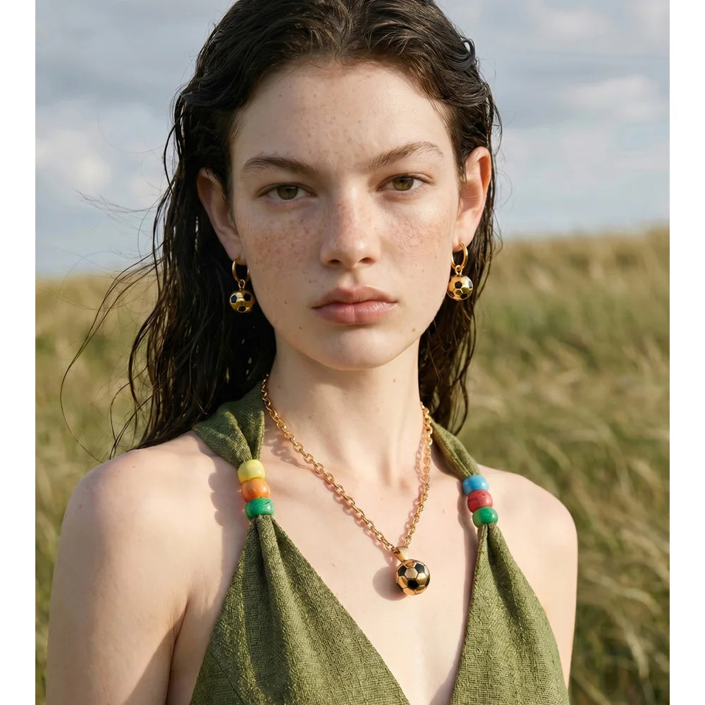 Enamel Geometric Earrings — Gold-Plated Stainless Steel with Enamel · PS1439