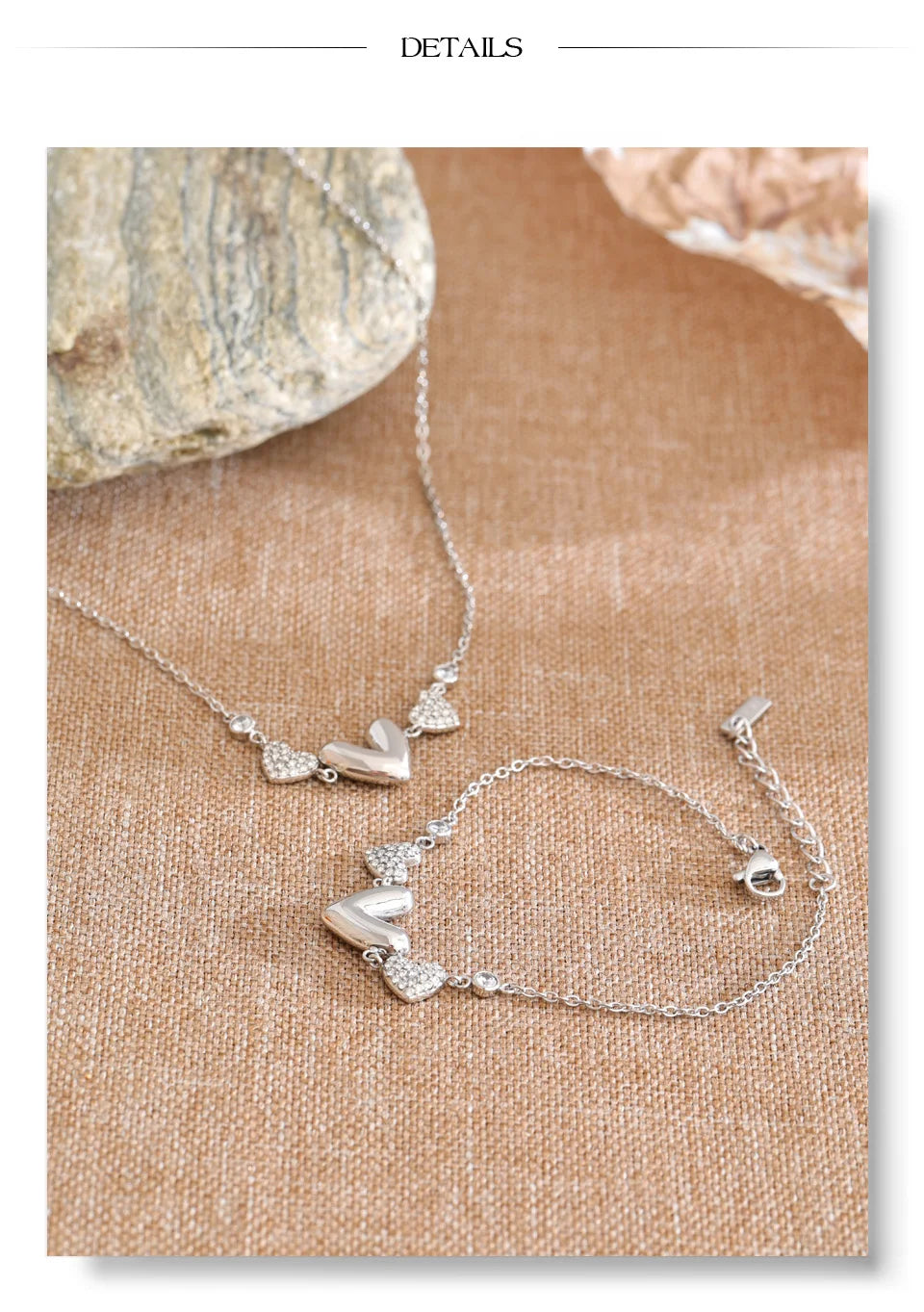 Cubic zirconia heart necklace in gold-plated stainless steel with cubic zirconia.