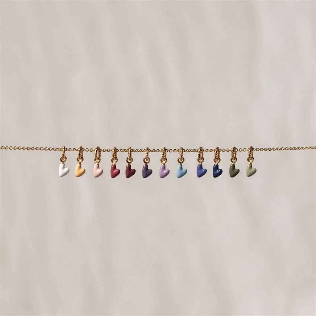 【DIY Pendant】Stainless Steel Birthstone Heart Charm Pendant - PS004