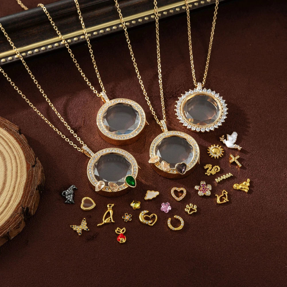 【Charm Locket Necklace】personalized picture box pendant with an openable hollow design and transparent box Necklaces for women