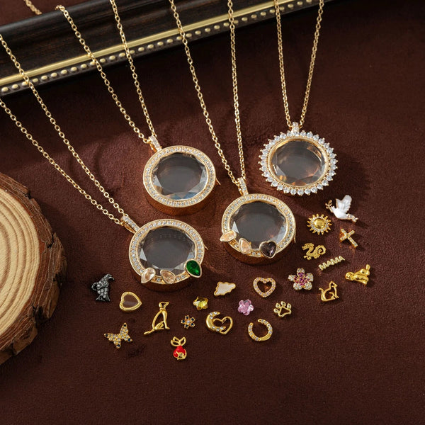 【Charm Locket Necklace】personalized picture box pendant with an openable hollow design and transparent box Necklaces for women