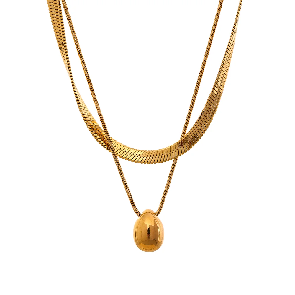 Snake geometric chain necklace in gold-plated stainless steel.