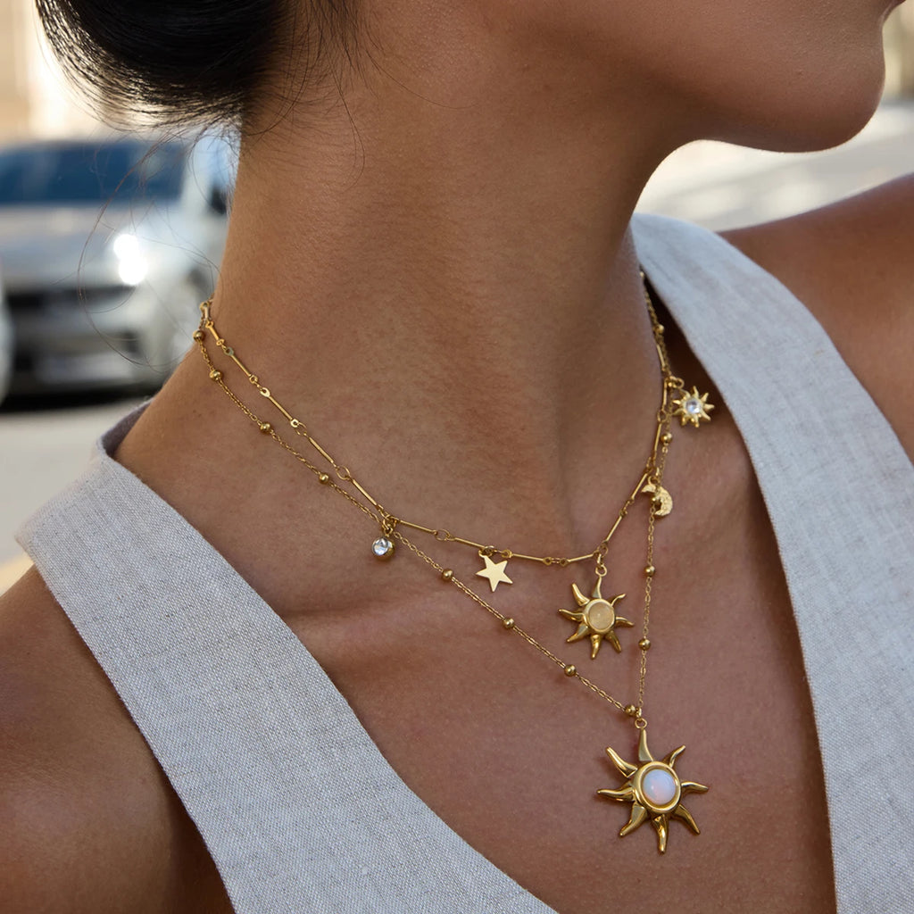 Layered Sun Necklace — Stainless Steel · PS184