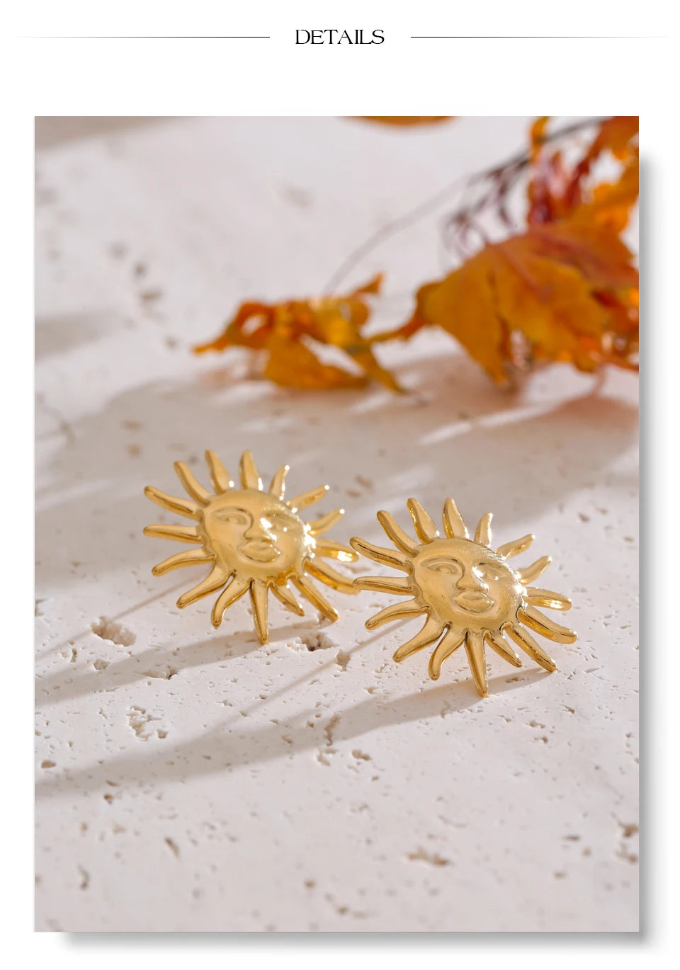 Black Sun Geometric Earrings — Gold-Plated Stainless Steel · PS1699
