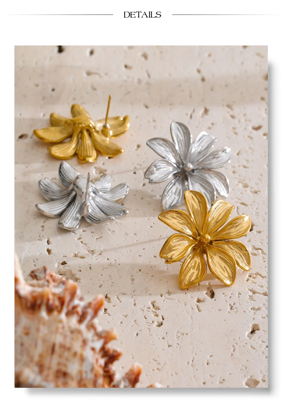 Flower Earrings — Gold-Plated Stainless Steel · PS2133