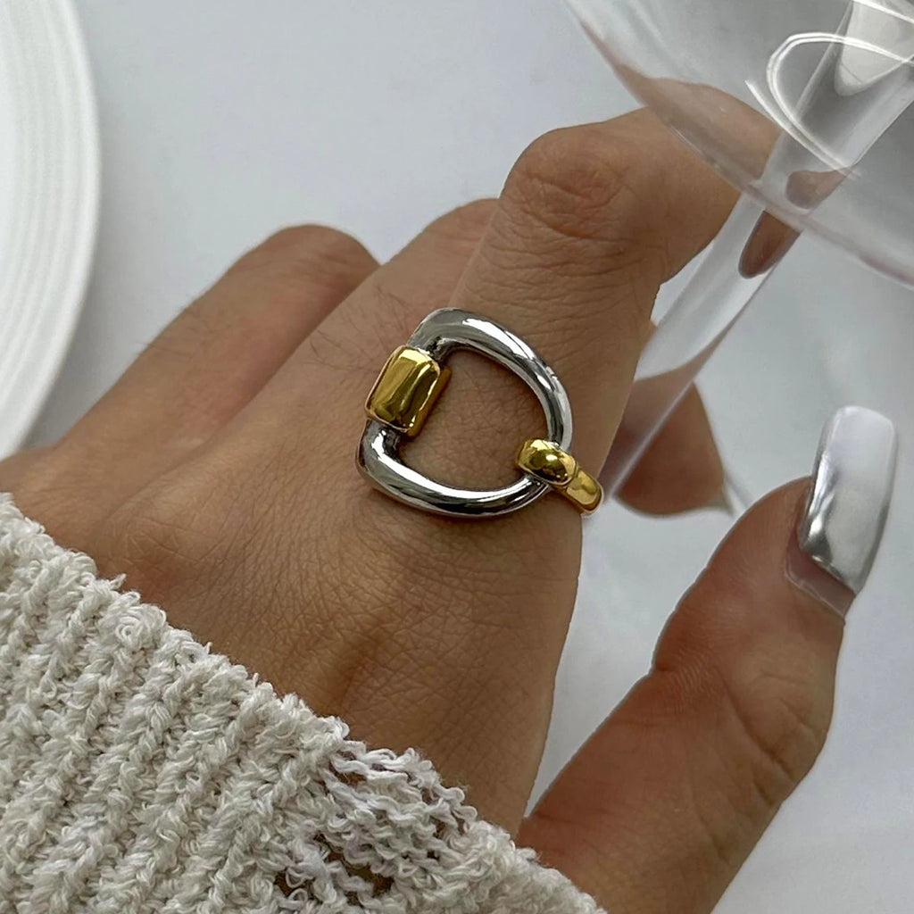 Two-Tone Heart Ring — Stainless Steel · PS272