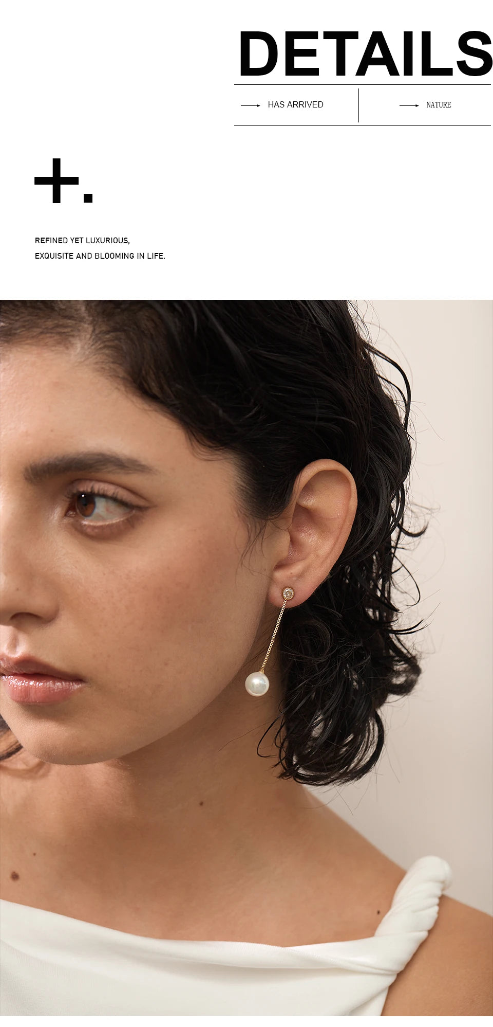Pearl Geometric Chain Earrings — Gold-Plated Stainless Steel with Pearl · PS1602