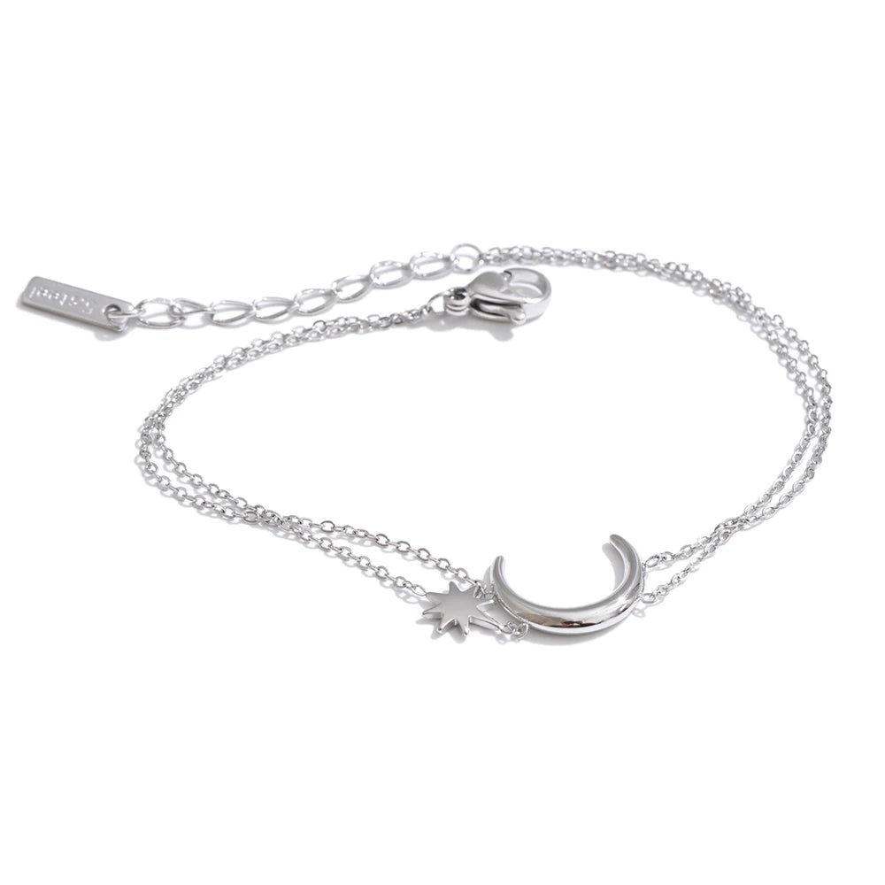 Moon Sun Chain Bracelet — Gold-Plated Stainless Steel · PS1073