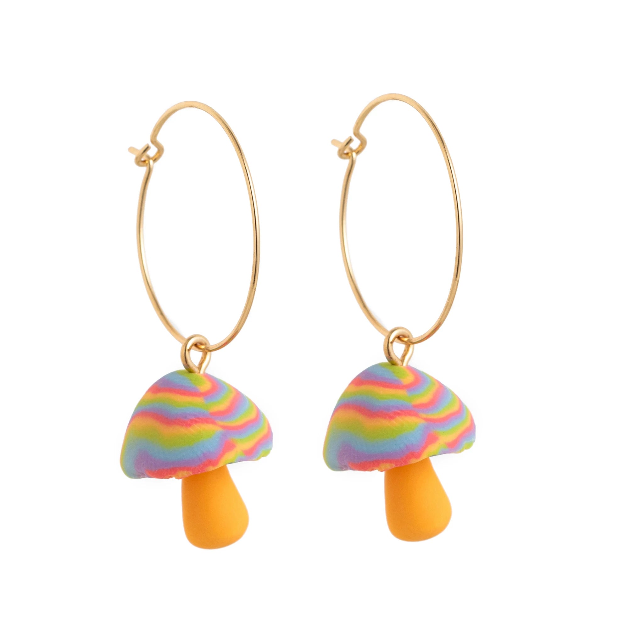 Niche Cute Retro Three Dimensional Drip Oil Copper Dopamine Mushroom Earrings Gold Plated Color Preserving