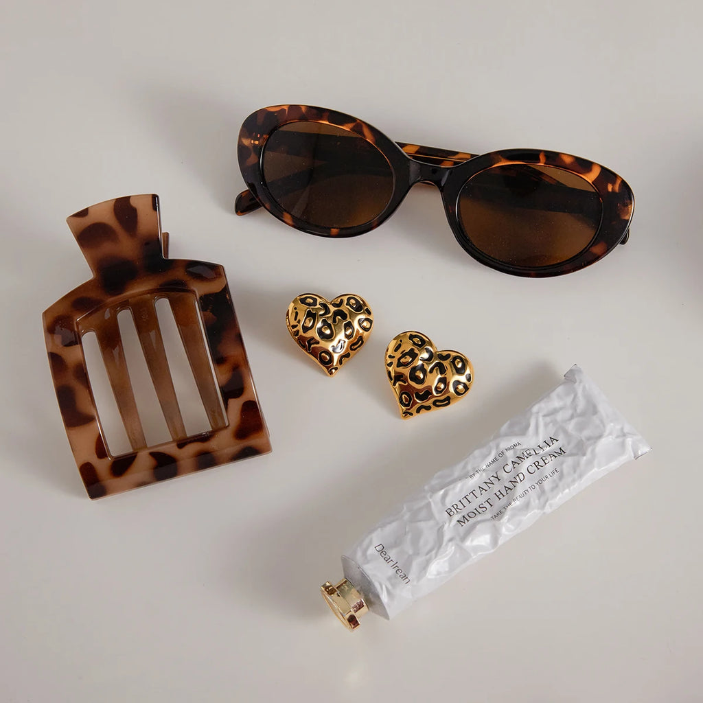 Leopard Heart Stud Earrings — Stainless Steel · PS060