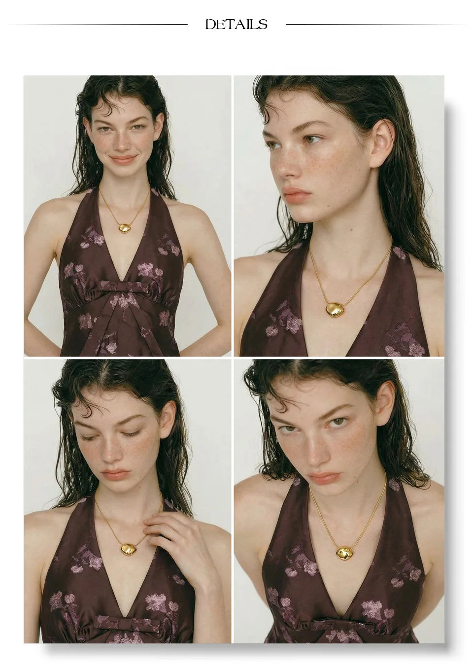 Geometric necklace in gold-plated stainless steel.
