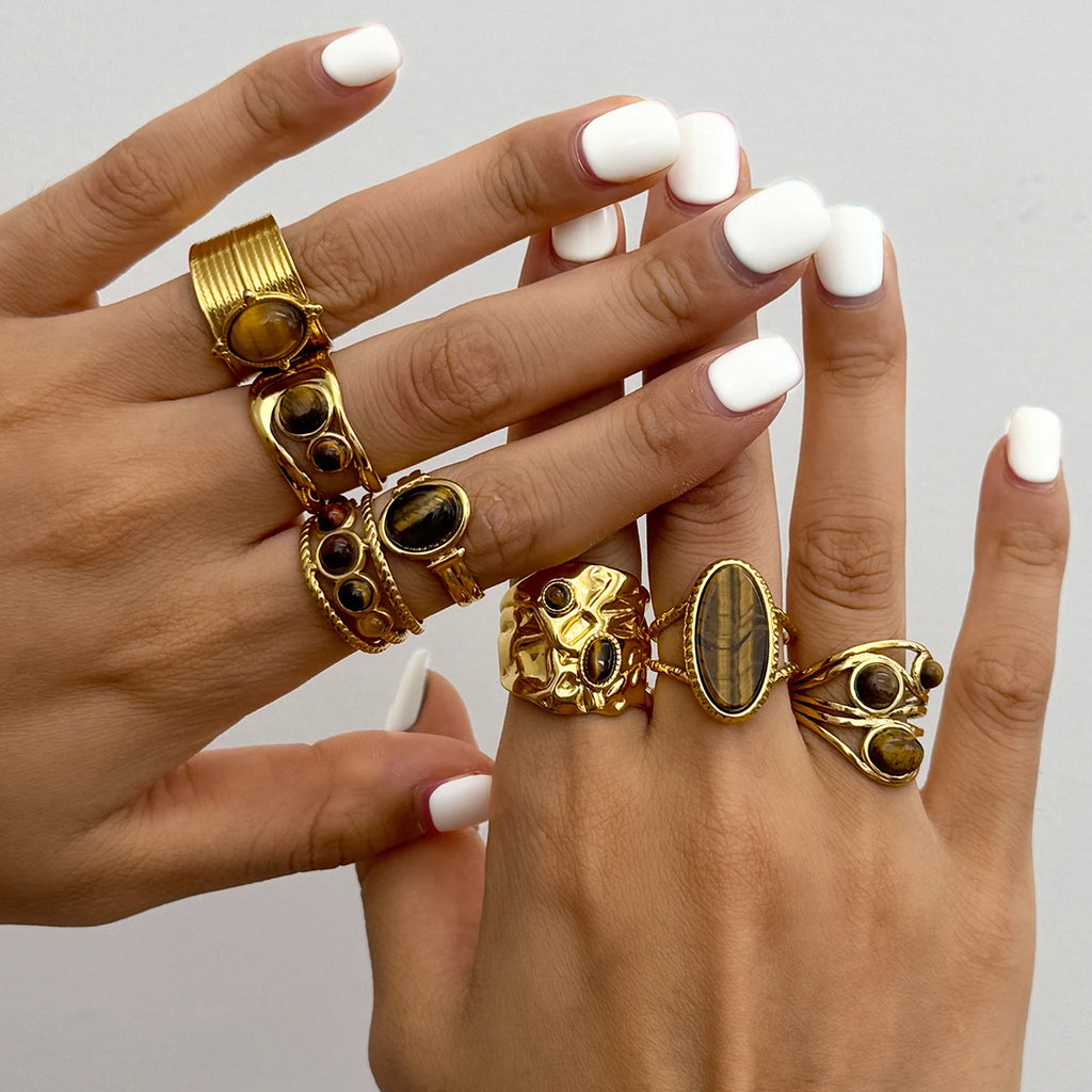 Vintage Stone Ring Stack — Stainless Steel · PS252