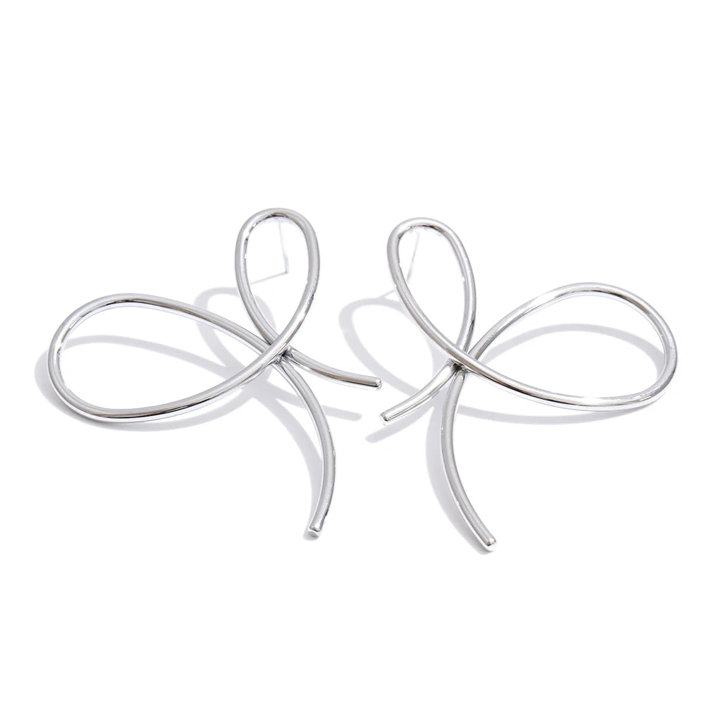 Bow Geometric Earrings — Gold-Plated Stainless Steel · PS1230