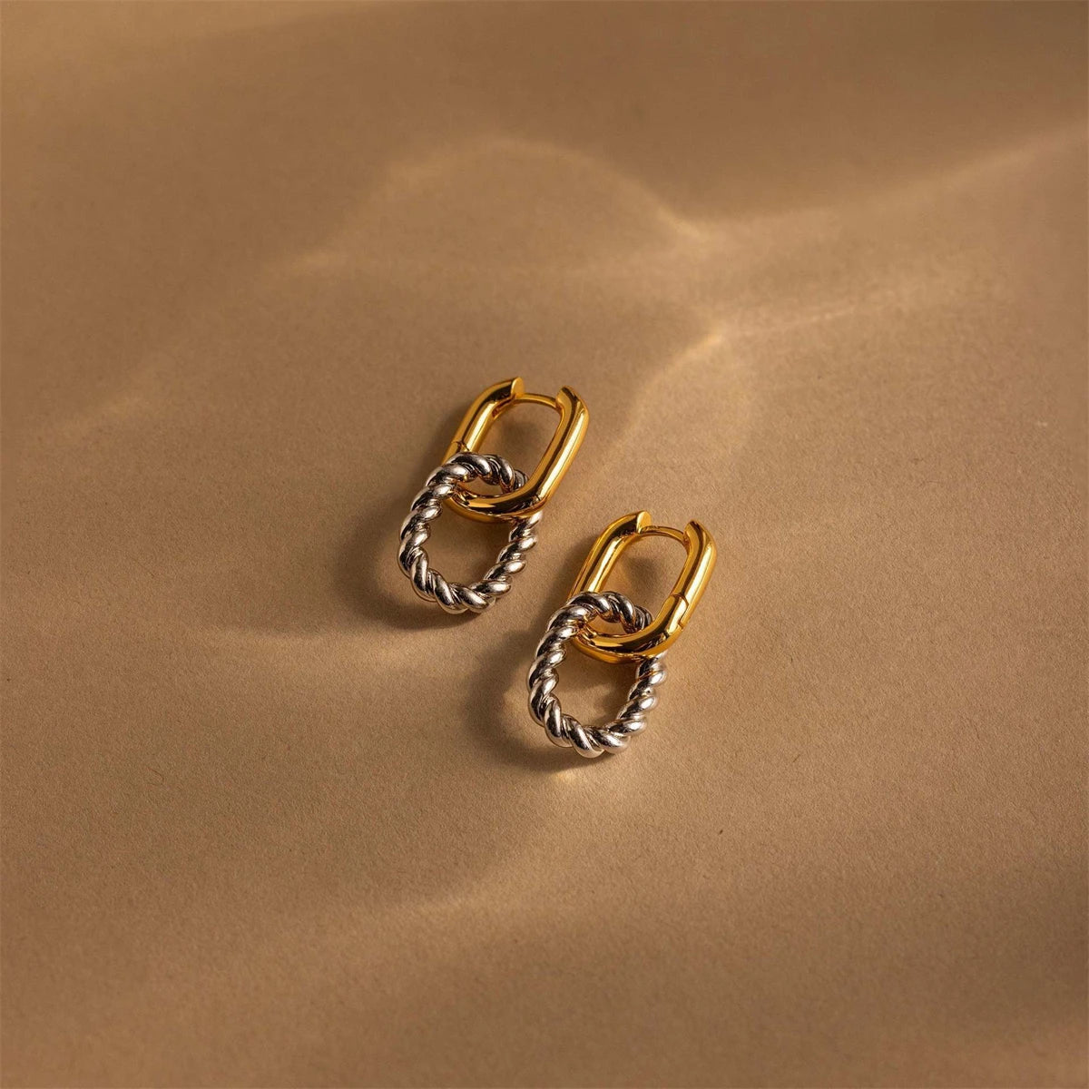 Oval shaped earrings, simple retro cross-border color preservation earrings, gold-plated color preservation earrings