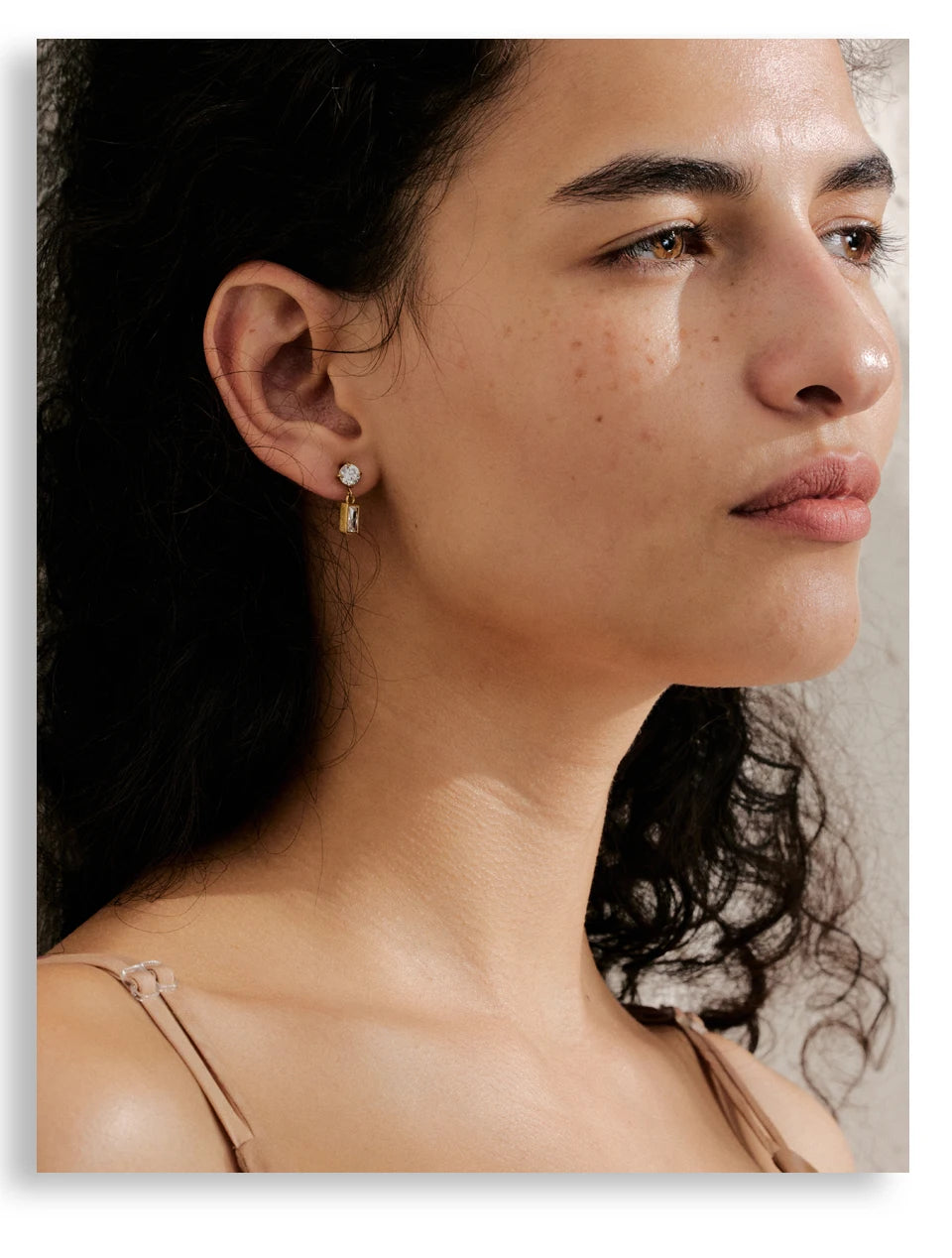 Cubic Zirconia Geometric Earrings — Gold-Plated Stainless Steel with Cubic Zirconia · PS1593