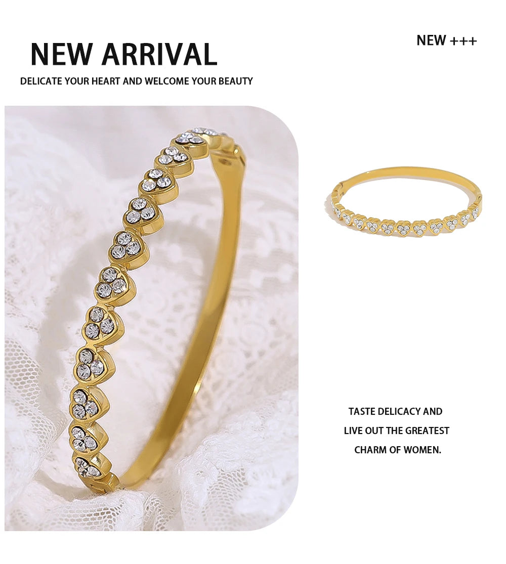 Love Heart Bangle Bracelet — 316L Stainless Steel · PS411