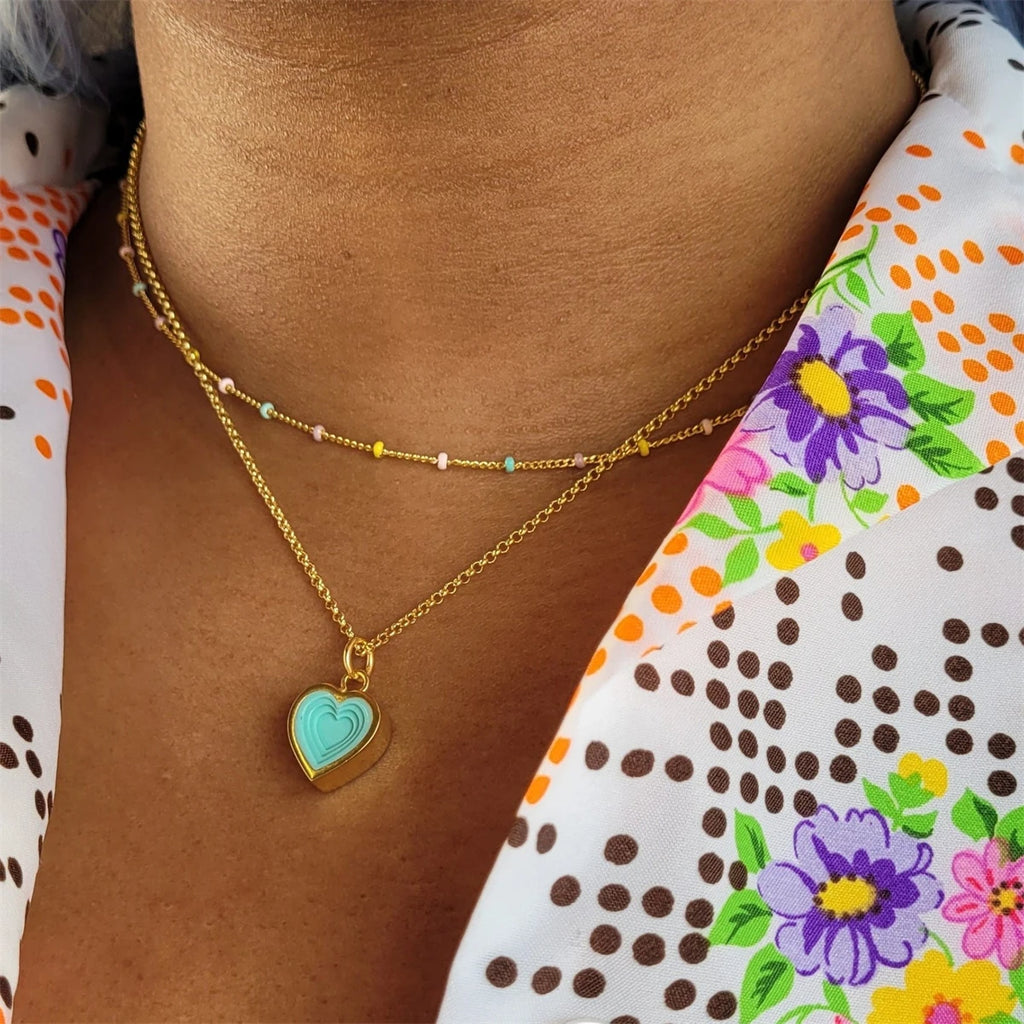 Love Star Stainless Steel Geometric Necklace Vacuum Gold Plated 18k Color Preserving