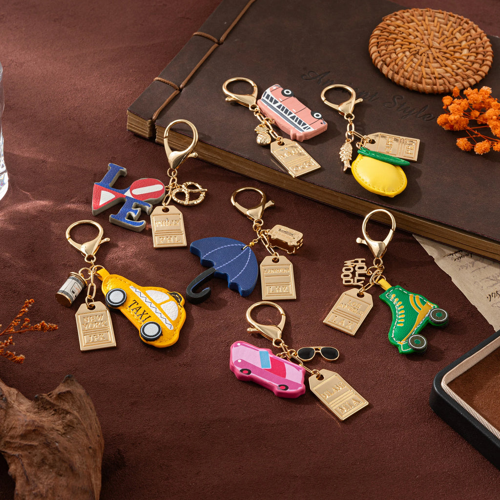 Colorful Bag Hanging Multi Element Keychain Skating Boots Umbrella Pearl Keychain for bags