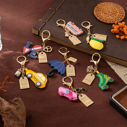 Colorful Bag Hanging Multi Element Keychain Skating Boots Umbrella Pearl Keychain for bags