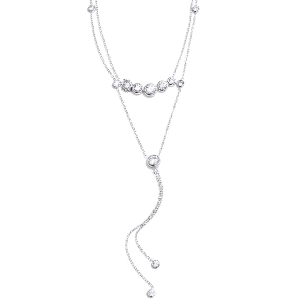 Cubic zirconia geometric chain necklace in gold-plated stainless steel with cubic zirconia.