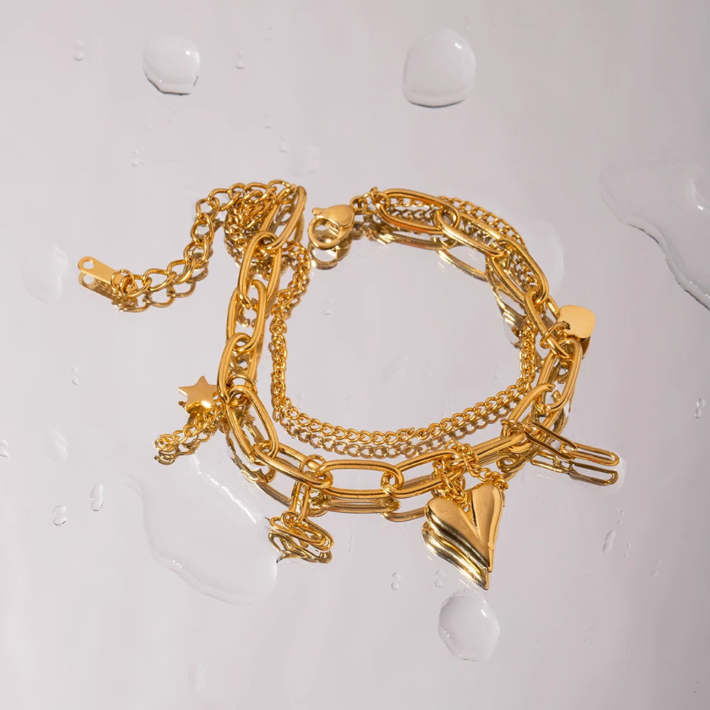 Puffy Heart Chain Bracelet — Stainless Steel · PS018