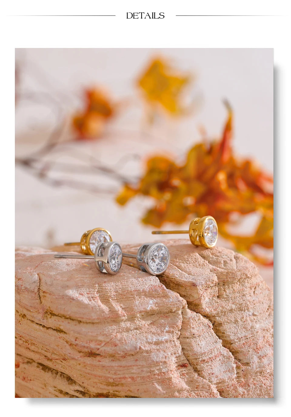 Cubic zirconia geometric earrings in gold-plated stainless steel with cubic zirconia.
