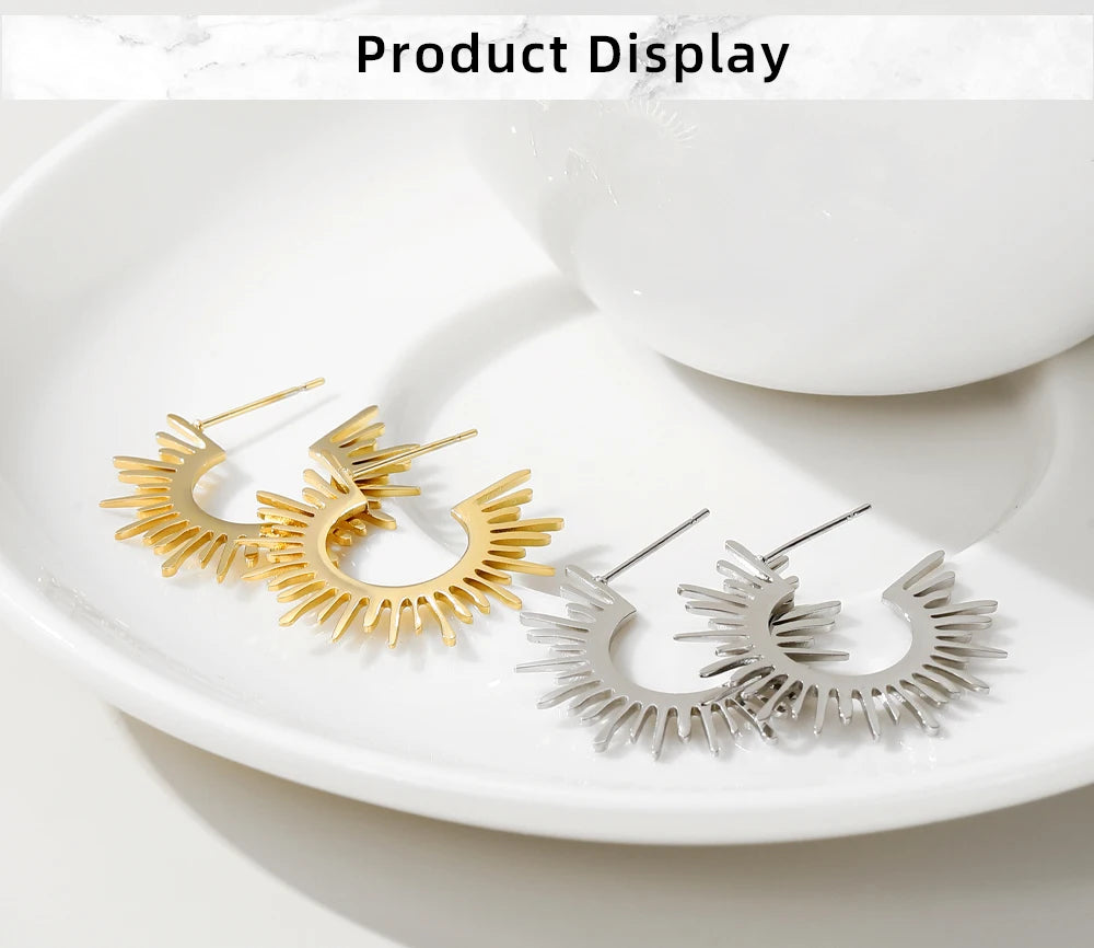 Hoop Earrings Metal Charm Y2K — 316L Stainless Steel · PS404