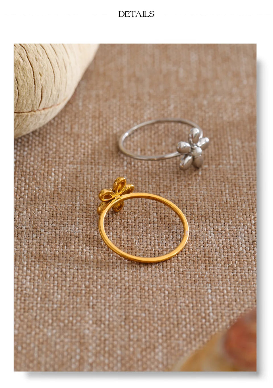 Pearl flower minimalist ring in 18K gold-plated stainless steel with pearl.
