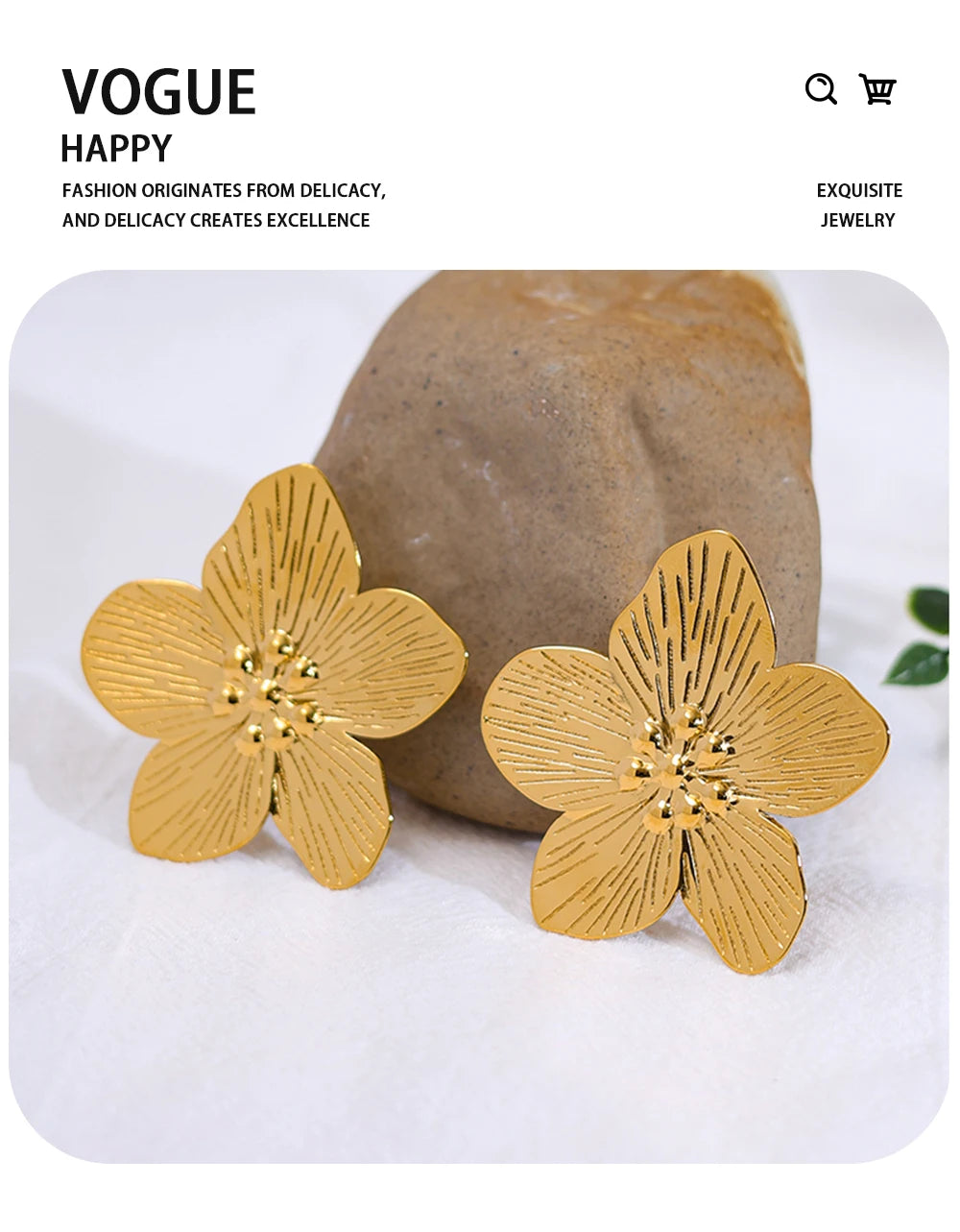 Stud Earrings Flower Vintage — 316L Stainless Steel · PS477