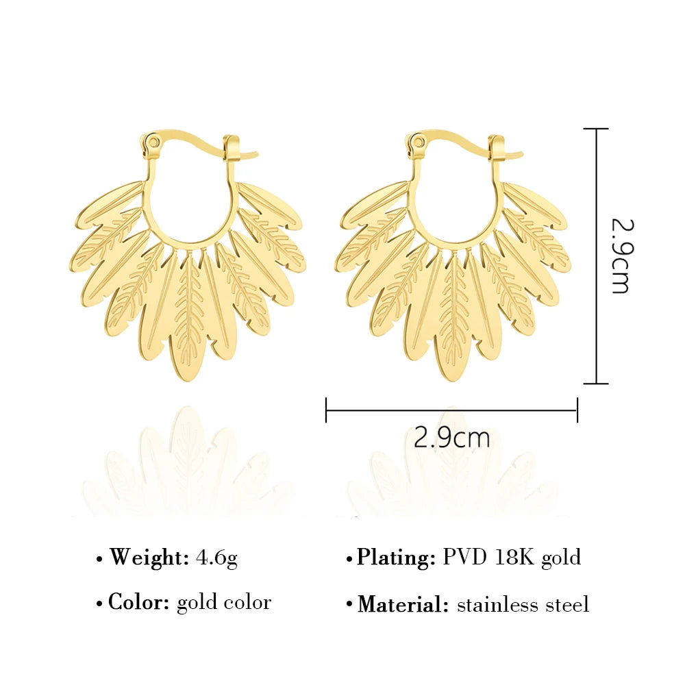 Hoop Earrings Leaf — 316L Stainless Steel · PS388