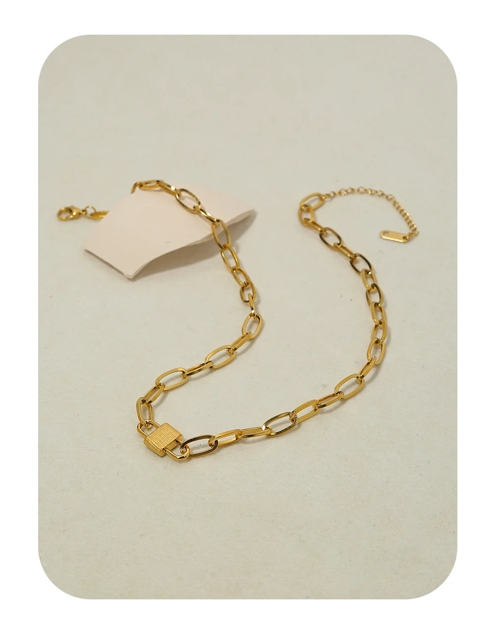 Snake Chain Choker Necklace Lock Charm — 316L Stainless Steel · PS449