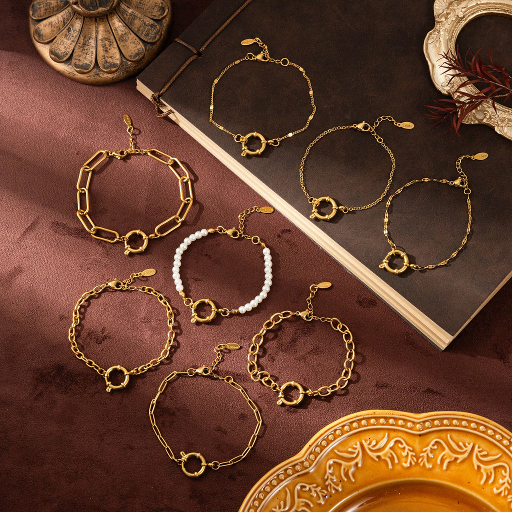 【DIY Chain】Titanium Steel Plated 18k Gold Basic Bracelet