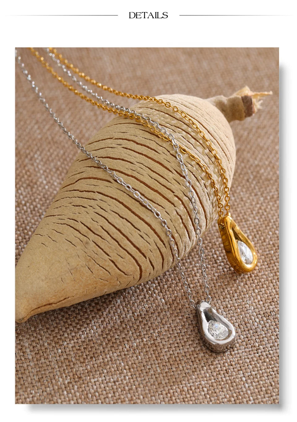 Cubic zirconia geometric necklace in gold-plated stainless steel with cubic zirconia.