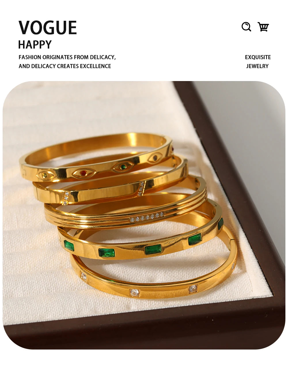 Zircon Crystal Bracelet — 316L Stainless Steel · PS462