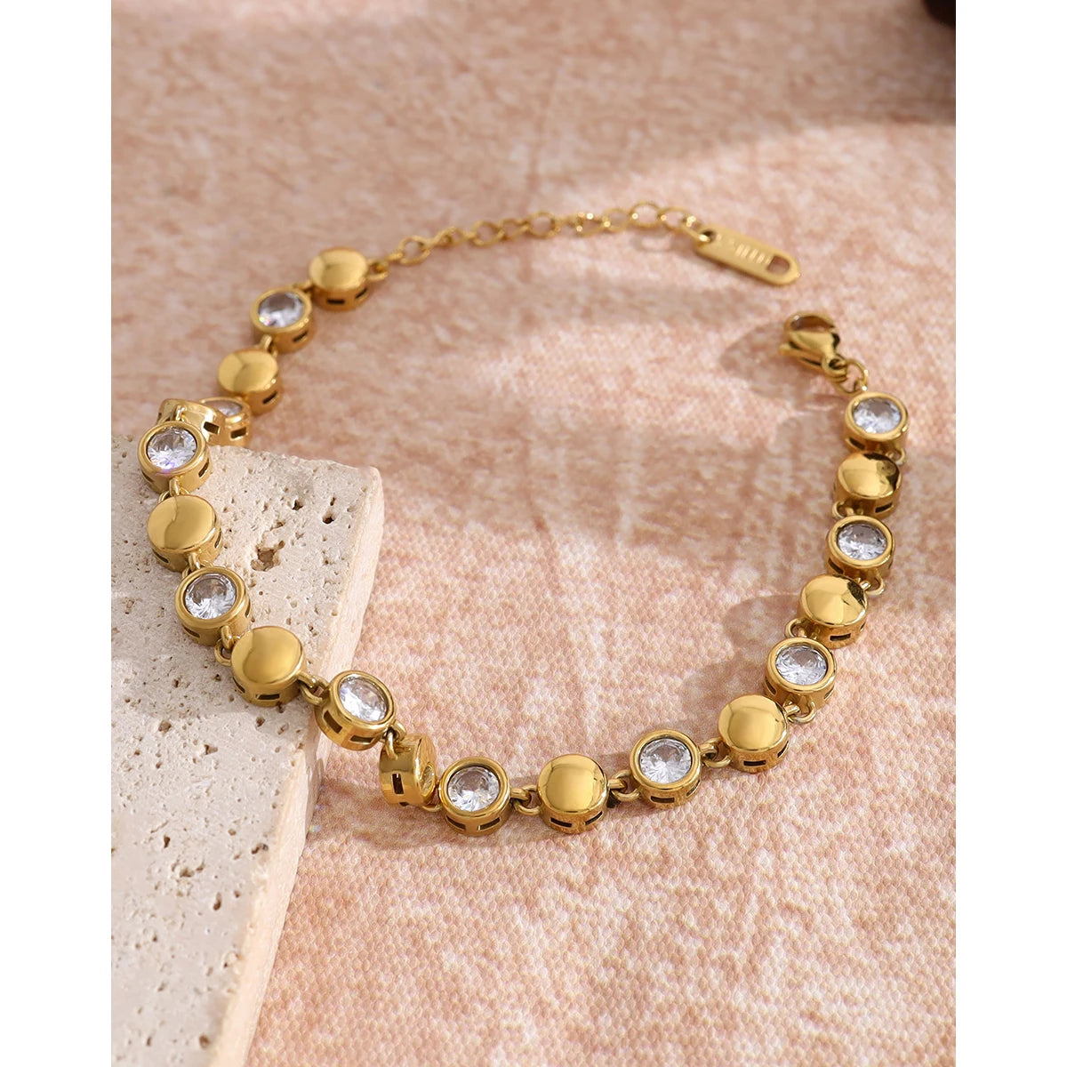 Zircon Beaded Bracelet — 316L Stainless Steel · PS394