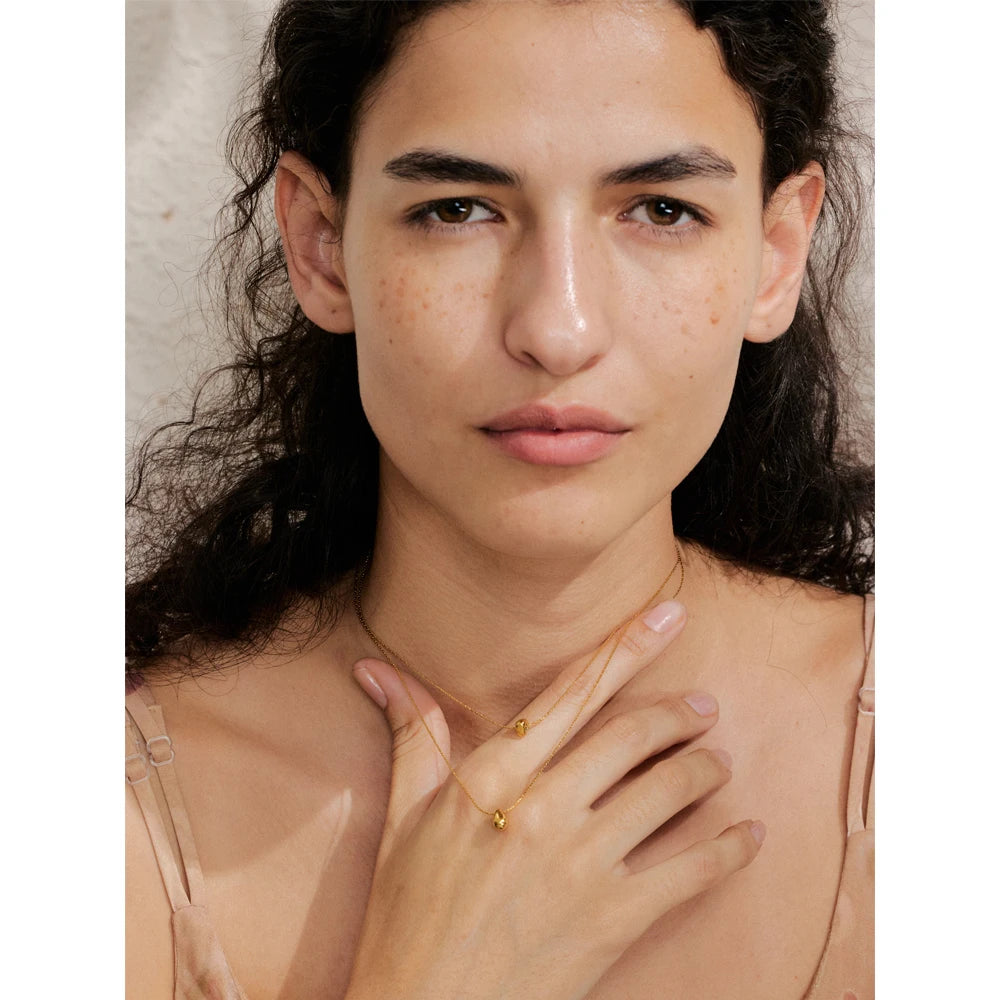 Chain layered necklace in gold-plated stainless steel.