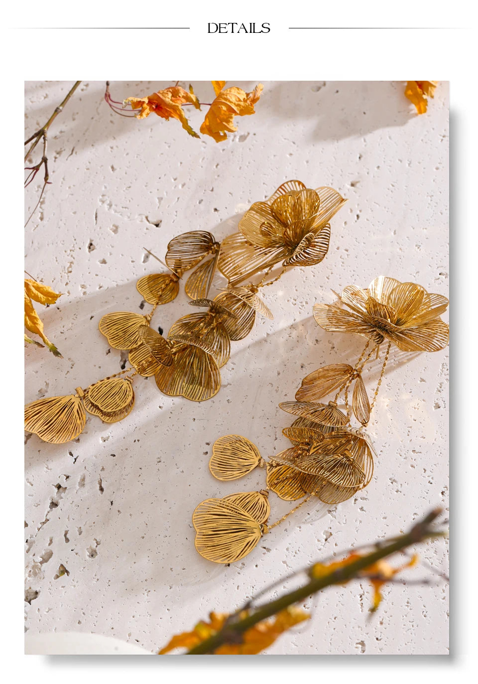 Flower Earrings — Gold-Plated Stainless Steel · PS2148