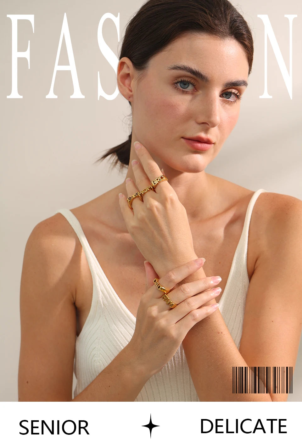 Geometric ring in 18K gold-plated stainless steel.