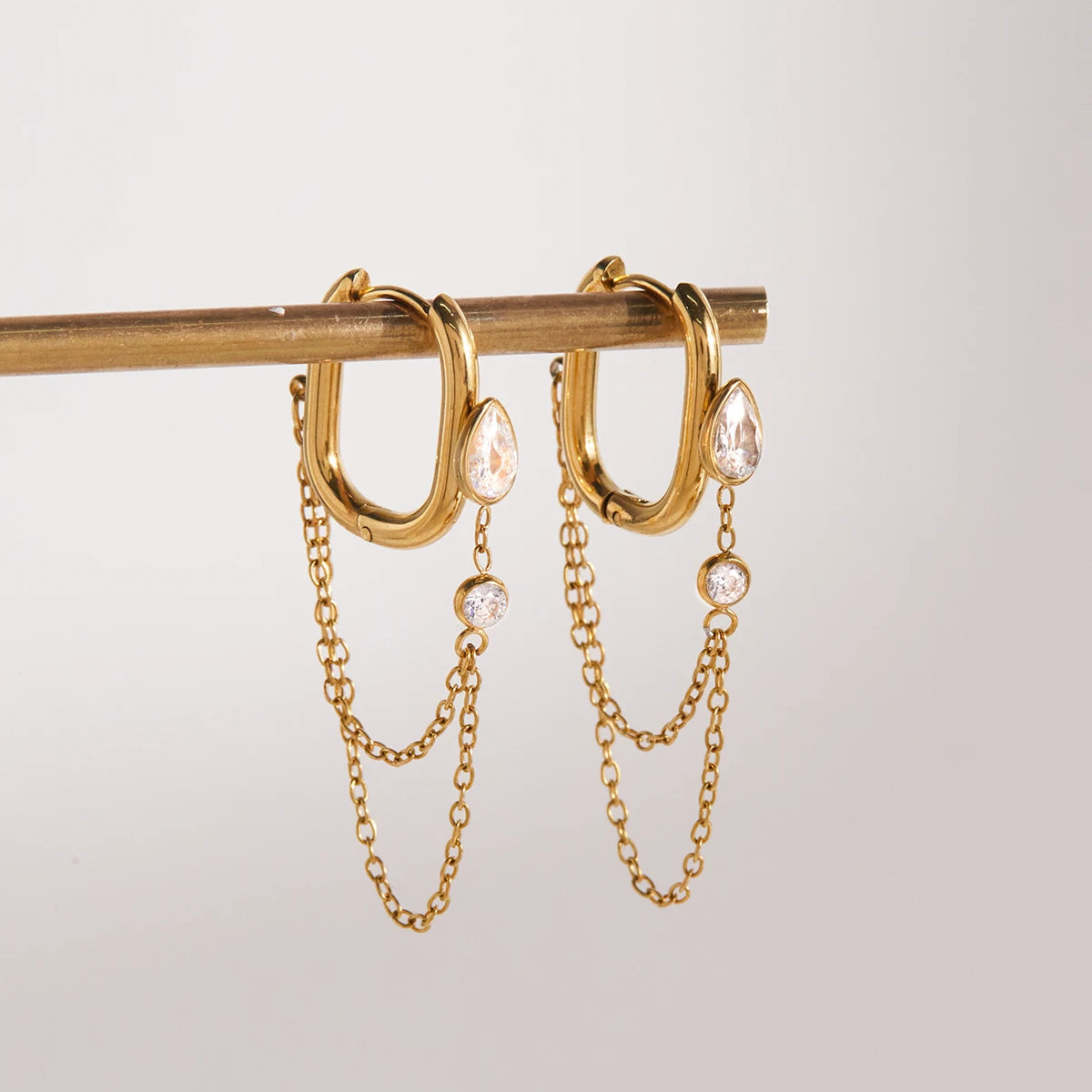 Waterdrop Tassel Earrings — Stainless Steel · PS376